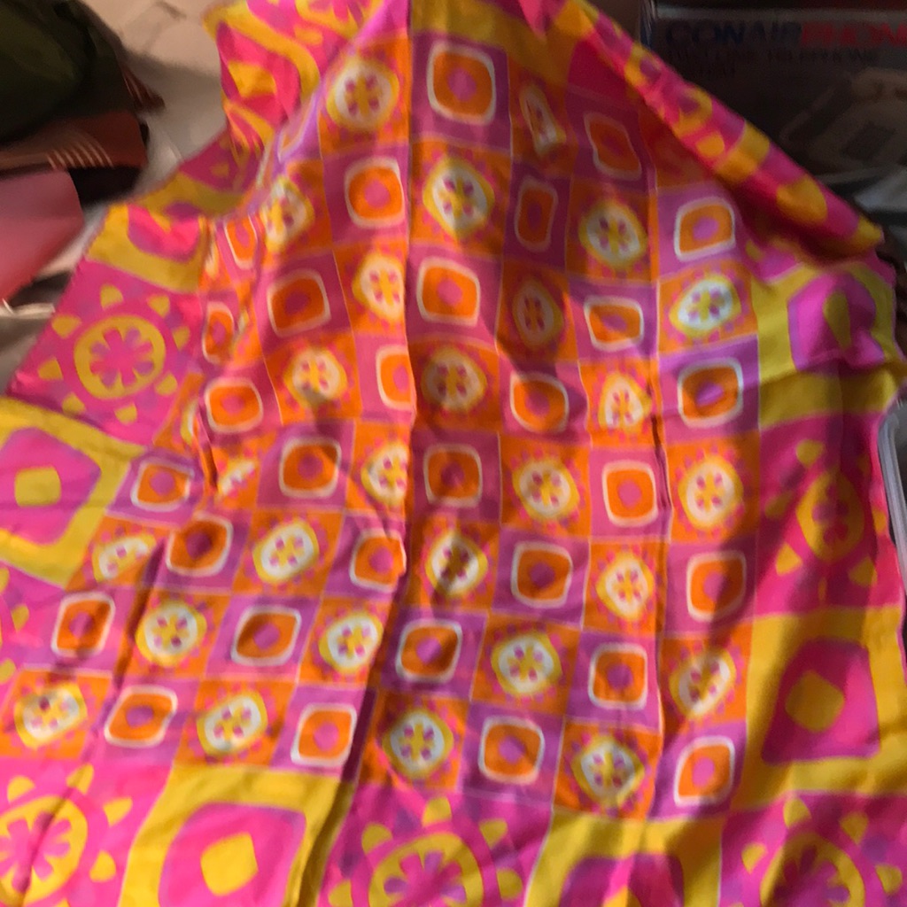 Vintage Vera Silk Scarf Pink And Yellow